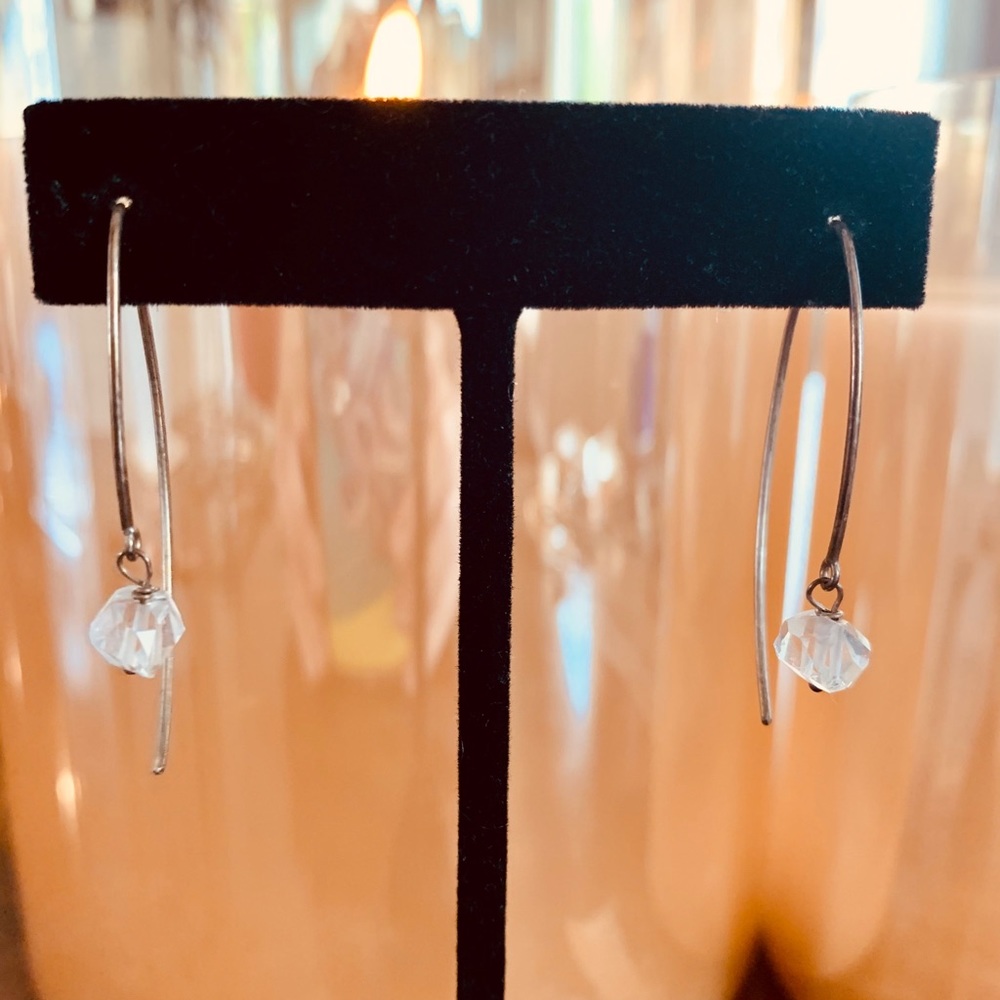 Silver crystal earring drop
